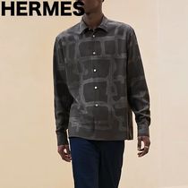 《お洒落♪》HERMES カットシャツ Harnais en Gouache Flanelle