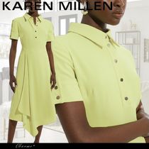 KAREN MILLEN ドレス ミディワンピース 半袖 フレア ボタン 襟