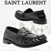 SAINT LAURENT*ふさわしい一足*ロゴプレート レザー ローファー