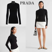 PRADA* クリスタル付きビスコースタートルネックセーター