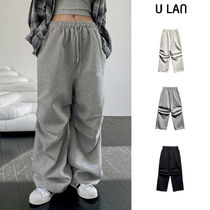 【U LAN】Fit Double Knee Wide Cotton Training Pants