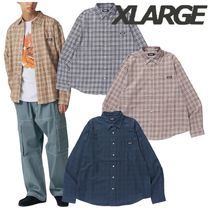 すぐ届く☆XLARGE シャツ チェック柄 長袖 ロゴ ポケット付