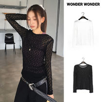 【WONDER WONDER】Shoe Lace See-Through Layered U-Neck L/S T