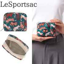 ■LeSportsac■SQUARE COSMETIC キュリアスキャッツグリーン