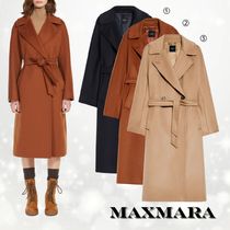 【MaxMara】3色 ウール ベルト付 テーラード ロング コート