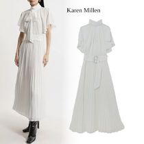 【KAREN MILLEN】ジョーゼット ベルト ウーブン ミディドレス