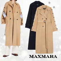 【MaxMara】2色 ウール 袖ボタン ベルト トレンチコート「新作」