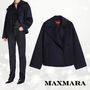 Max Mara Studio コート 【MaxMara】BLU ウールドレープ ウェルトポケット ピーコート(2)