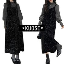 直営品【KUOSE】韓国ブランド ベルベットのフローラルドレス