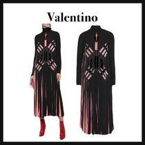 Valentino☆シルク タートルネック ミディワンピ アップリケ付き