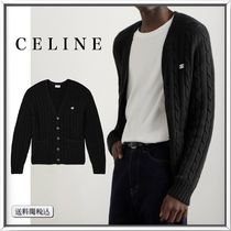 CELINE ロゴ刺繍 ケーブルニット カシミア カーディガン 人気