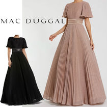 【MAC DUGGAL】ラメ入りジョーゼットフラッター袖ロングドレス♪