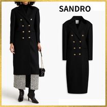 【SANDRO】ウール混ツイル ダブルブレストコート＊関税込み