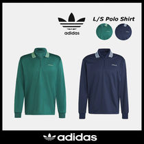 【adidas】2カラー ハーフジップ 長袖 ポロシャツ / 送料無料