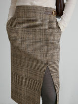 [RECTO] / ☆ 24FW AMBER CHECK WRAPPED DETAIL SKIRT / BROWN