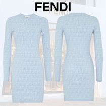 関税込【FENDI】Long Sleeve Short Dress/Blue/タイトワンピース