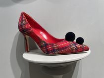 関税送料込 Manolo Blahnik PIERA ウール タータン パンプス