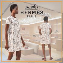 【上品♪】HERMES Robe droite imprime ワンピース