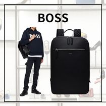 関税送料込【BOSS】ブラック レザー バックパック