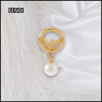 《FENDI》 F ロゴ 真珠 フープ ピアス