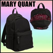 人気★MARY QUANT オールブラックシンプルロゴ リュック★ギフト