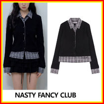 [NASTY FANCY CLUB] Check shirt layered cardigan /追跡付