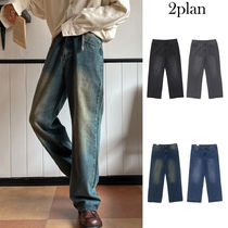 【2plan】Loose Basic Wide Denim Pants