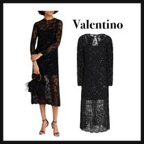 Valentino☆装飾付き レース ミディワンピース