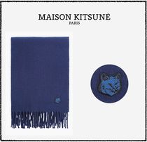 ★MAISON KITSUNE★BOLD FOX HEAD PATCH マフラー インクブルー