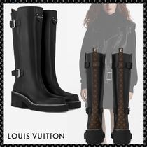 Louis Vuitton《ボブールラインブーツ》黒 ロゴ 4cmヒール 直営