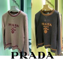 新作【PRADA】ウールxカシミヤ クルーネック セーター、全2色