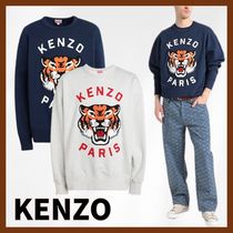 関税送料込【KENZO】スウェット☆グレー ネイビー タイガー ロゴ