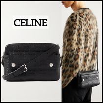 【CELINE】 Debossed Full-Grain Leather Messenger Bag