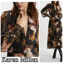 【Karen Millen】フローラルジョーゼットマキシシャツワンピース