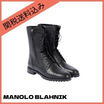 ☆Manolo Blahnik Lugata レザーレースアップアンクルブール