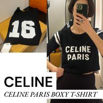 ◆CELINE コットン CELINE PARIS ボクシー クロップド Tシャツ