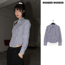 【WONDER WONDER】Y2K Slim Fit Gingham Checkered L/S Sh