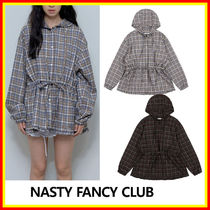 [NASTY FANCY CLUB] Frill Check Hooded Jacket  /追跡付