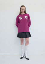 [PISCESS]  Dolphin Oversized Long Sleeve Top - Wine*24FW*