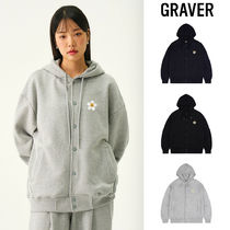 【GRAVER】24FW★ Flower Dot Embroidery Snap Hood Jacket