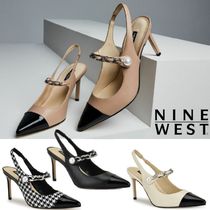 Nine Westバイカラ*チェーンストラップ*スリングバック*パンプス