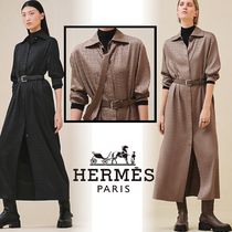 新作 HERMES ジャガード シルク ドレス  モザイク レディース