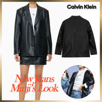 [Calvin Klein]★SALE★女性 Fox Leather Blazer Jacket★送料込