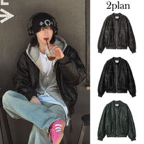 【2plan】Metel non-collar leather jacket