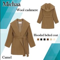 ◆MICHAA ウールカシミヤフード付きベルテッドコート