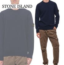 【STONE ISLAND】クルーネック ウール セーター ブルー