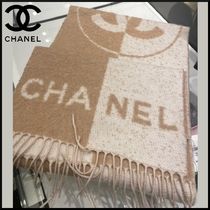 ☆大人可愛い☆【CHANEL】カシミヤ ウール ロゴ入 スカーフ