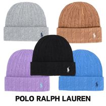 送関込【POLO RALPHLAUREN】ウール ロゴ 縄編み ニット ビーニー