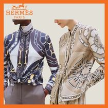 人気【HERMES】「カレイドスコープ エフェクト」プリント シャツ