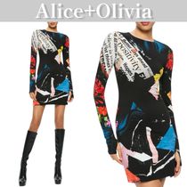 Alice+Olivia DELORA クルーネック 長袖 ミニ ドレス ワンピース